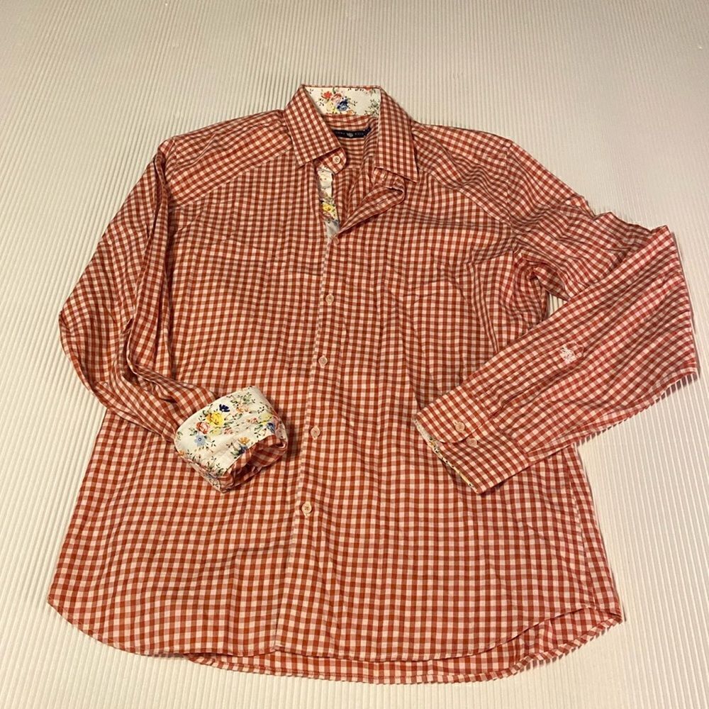 Stone Rose Gingham  Floral Print Button Down Size 4